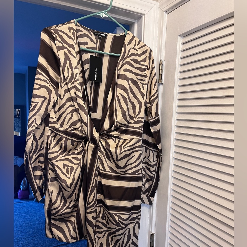 Zebra Print Wrap Dress